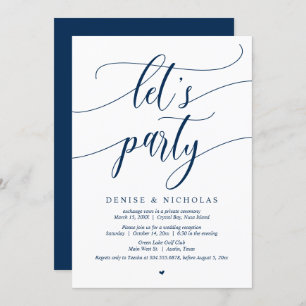Wedding Elopement Celebration, Let's Party Invitat Invitation