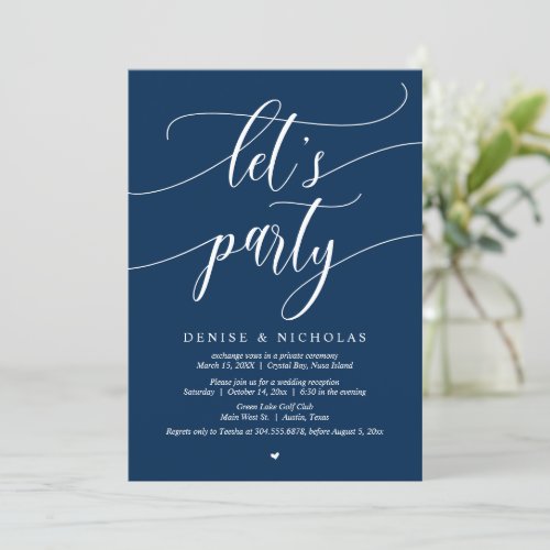 Wedding Elopement Celebration Lets Party Invitat Invitation