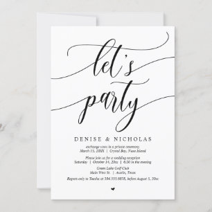 Wedding Elopement Celebration, Let's Party Invitation