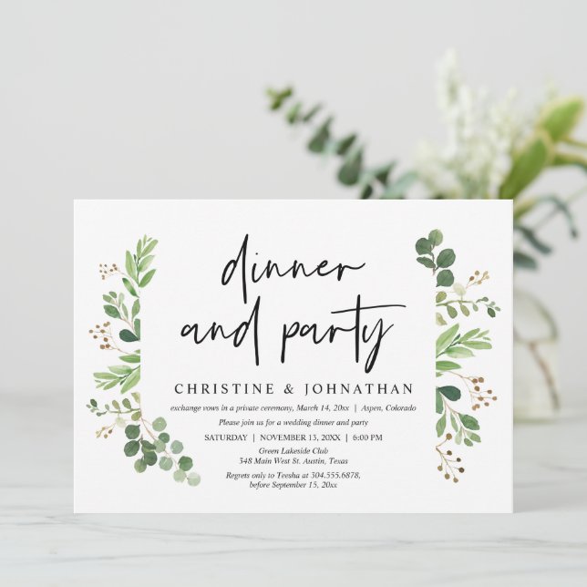 Wedding Elopement Dinner and Party Celebration Invitation (Standing Front)