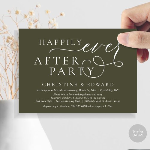 Wedding Elopement Dinner Happily Ever After Party Invitation