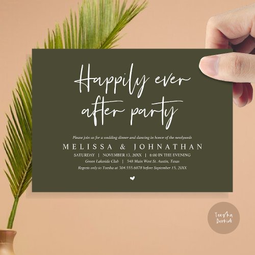 Wedding Elopement Dinner Happily Ever after Party Invitation