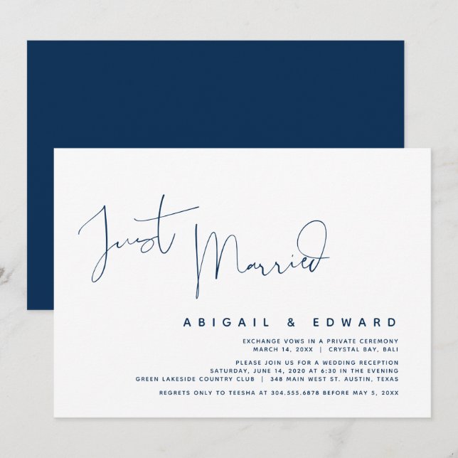 Wedding Elopement Dinner Invitation Cards (Front/Back)