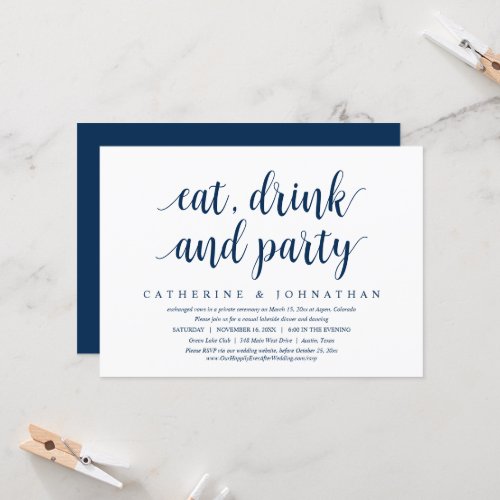 Wedding Elopement Eat Drink and Party Invitation