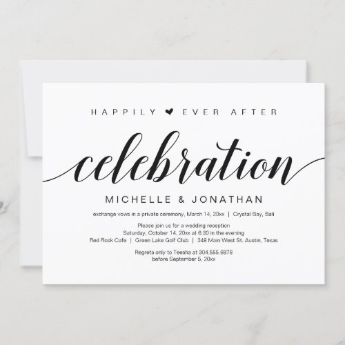 Wedding Elopement Elegant Black Script Invitation