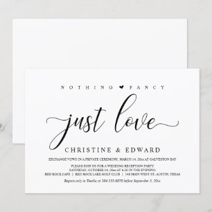 Wedding Elopement, Elegant Reception Party  Invita Invitation