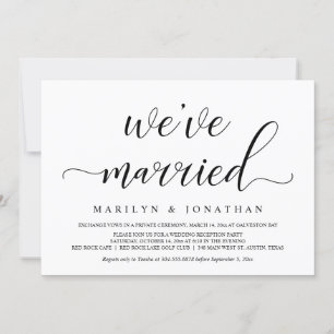 Wedding Elopement, Elegant Reception Party Invitation