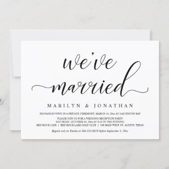 Wedding Elopement, Elegant Reception Party Invitation | Zazzle