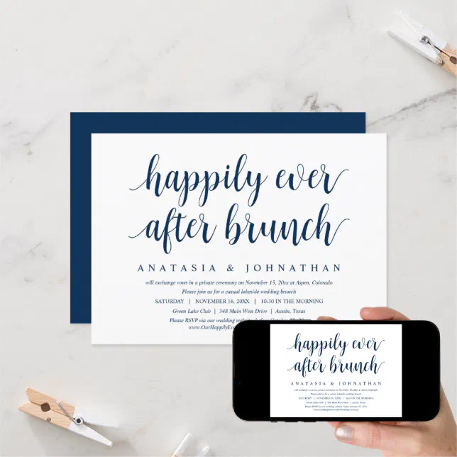 Wedding Elopement Happily Ever After Brunch Invit Invitation Zazzle 7281