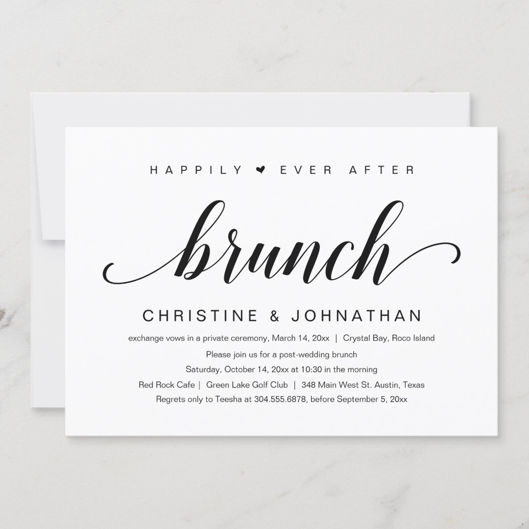 Wedding Elopement Happily Ever After Brunch Invit Invitation Zazzle 2977