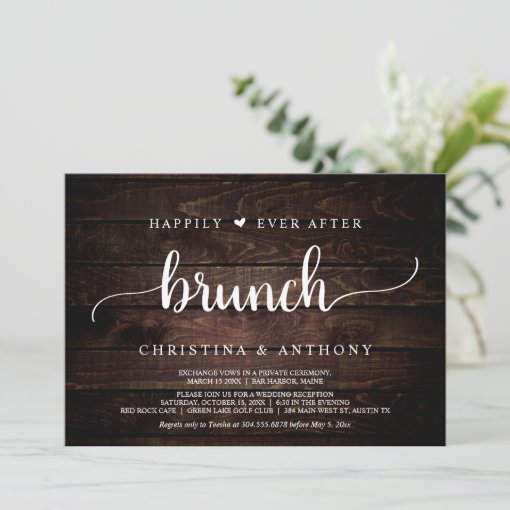 Wedding Elopement Happily Ever After Brunch Invit Invitation Zazzle 