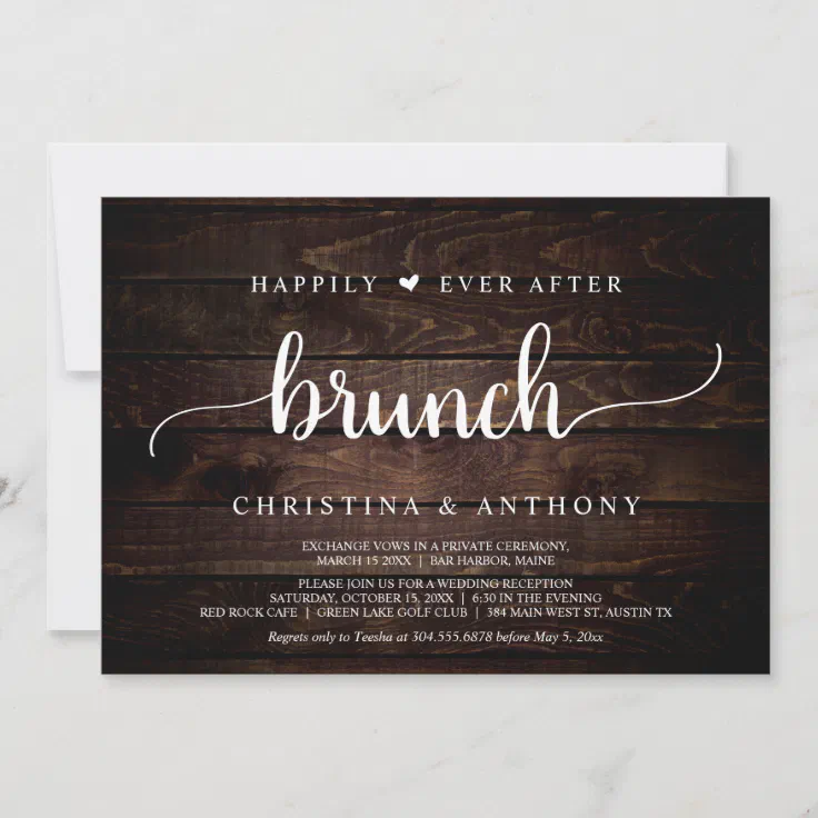 Wedding Elopement Happily Ever After Brunch Invit Invitation Zazzle 6943