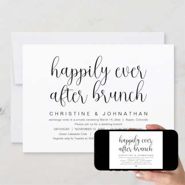 Wedding Elopement Happily Ever After Brunch Invit Invitation Zazzle 9981