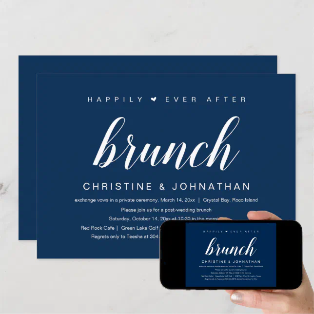 Wedding Elopement Happily Ever After Brunch Invitation Zazzle 8837