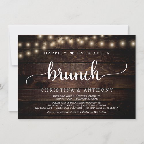 Wedding Elopement Happily Ever After Brunch Invitation