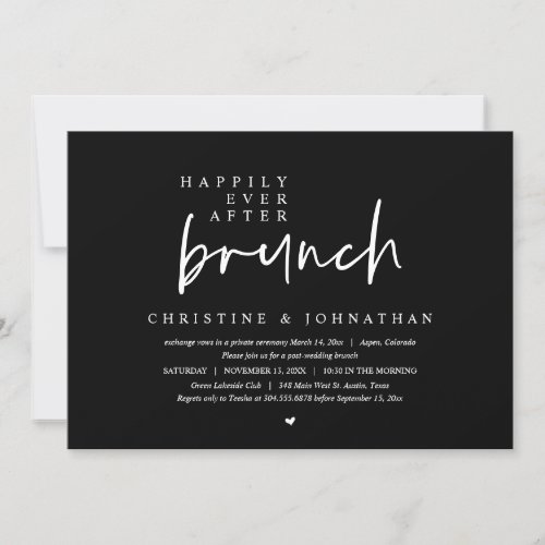 Wedding Elopement Happily Ever After Brunch Invitation