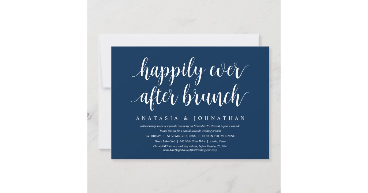 Wedding Elopement Happily Ever After Brunch Invitation Zazzle 