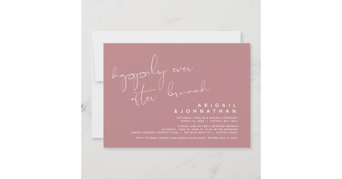 Wedding Elopement Happily Ever After Brunch Invitation Zazzle 1982