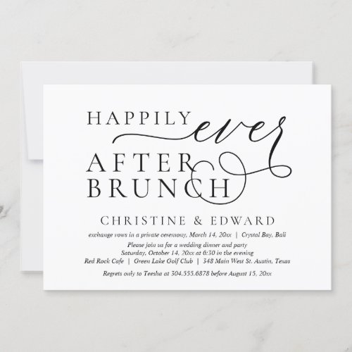 Wedding Elopement Happily Ever After Brunch Invitation