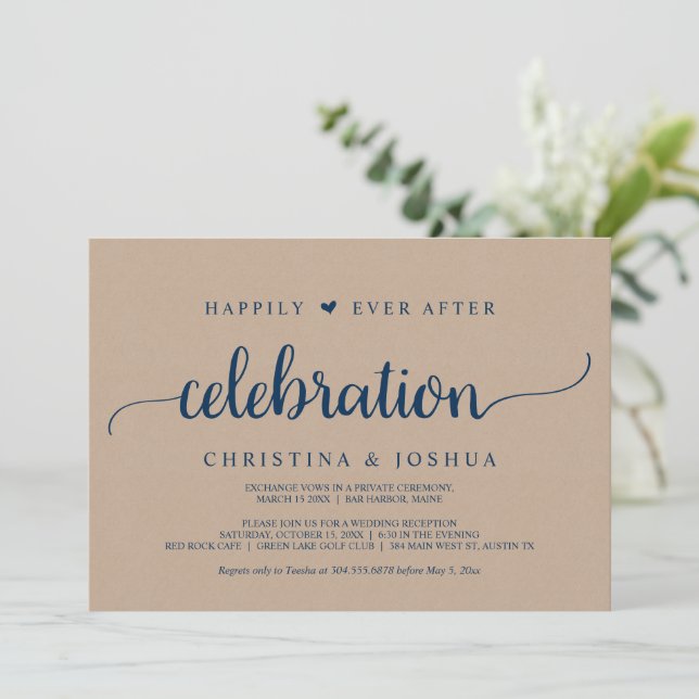 Wedding Elopement, Happily Ever After Celebration  Invitation (Standing Front)