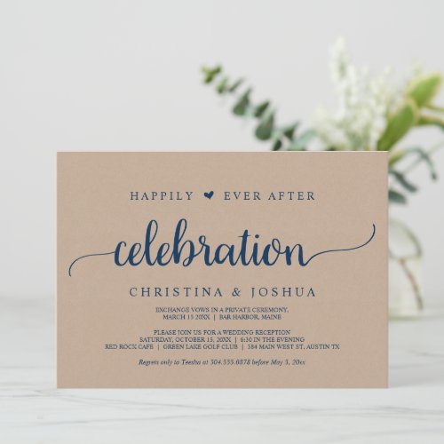 Wedding Elopement Happily Ever After Celebration  Invitation