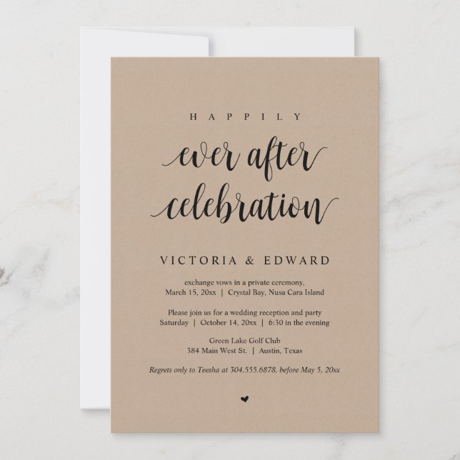 Wedding Elopement, Happily Ever After Celebration  Invitation (Front)