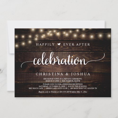 Wedding Elopement Happily Ever After Celebration  Invitation