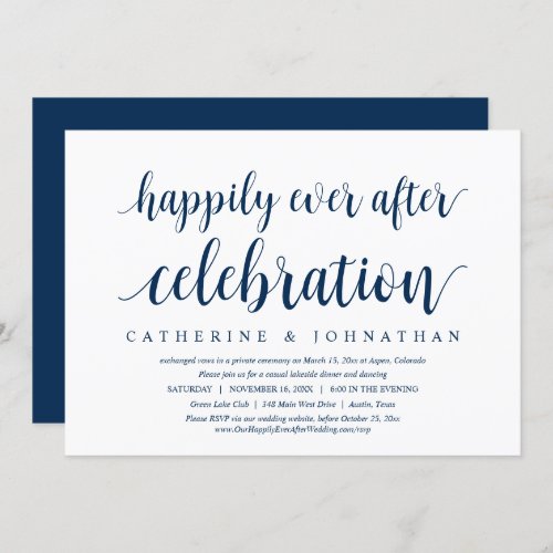 Wedding Elopement Happily Ever After Celebration  Invitation