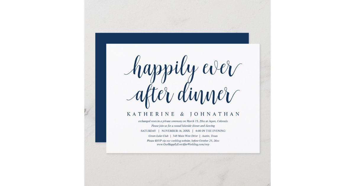 Wedding Elopement Happily Ever After Dinner Dance Invitation Zazzle 7324