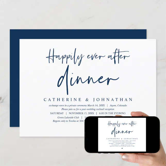 Wedding Elopement Happily Ever After Dinner Invit Invitation Zazzle 3119