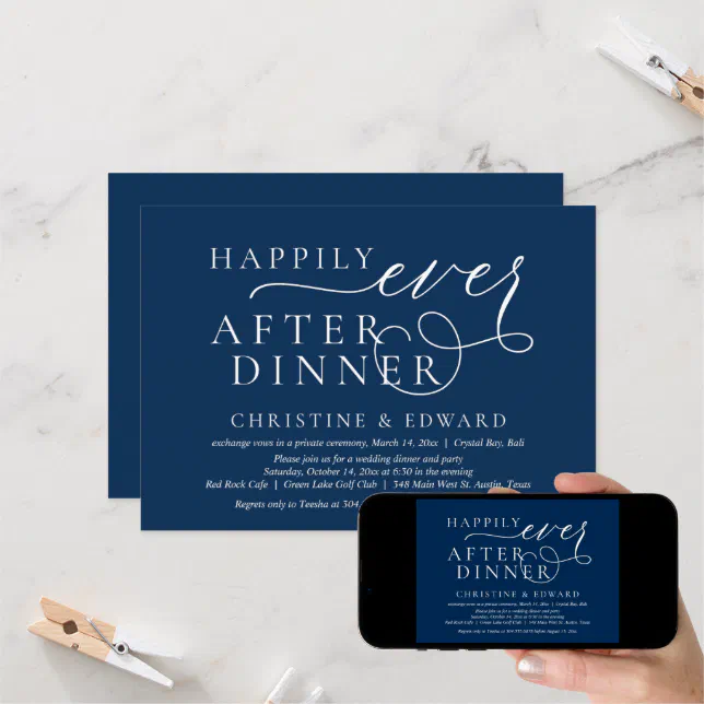 Wedding Elopement Happily Ever After Dinner Invitation Zazzle 3297