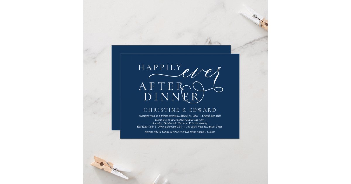 Wedding Elopement Happily Ever After Dinner Invitation Zazzle 6546