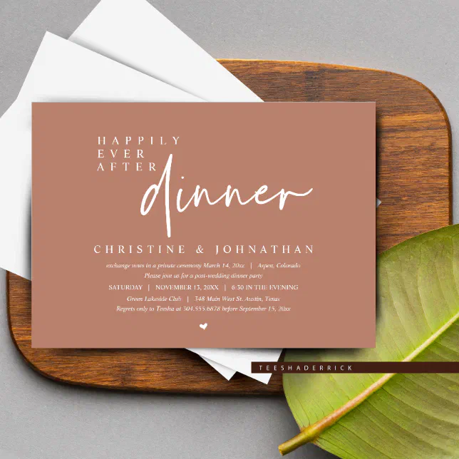 Wedding Elopement Happily Ever After Dinner Party Invitation Zazzle 9096