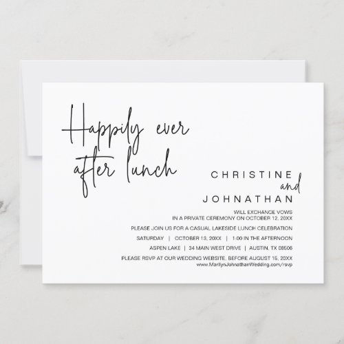 Wedding Elopement Happily Ever After Lunch Invita Invitation