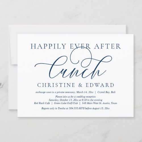 Wedding Elopement Happily Ever After Lunch Invita Invitation