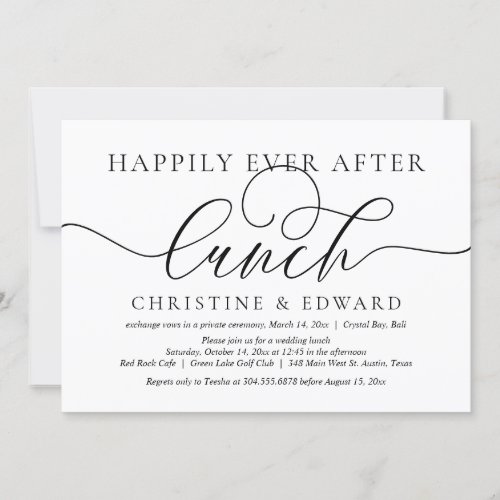 Wedding Elopement Happily Ever After Lunch Invita Invitation