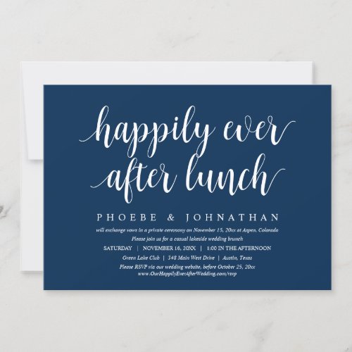 Wedding Elopement Happily Ever After Lunch Invitation