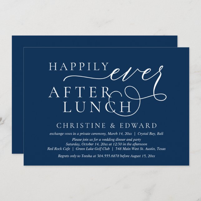 Wedding Elopement, Happily Ever After Lunch Invitation (Front/Back)