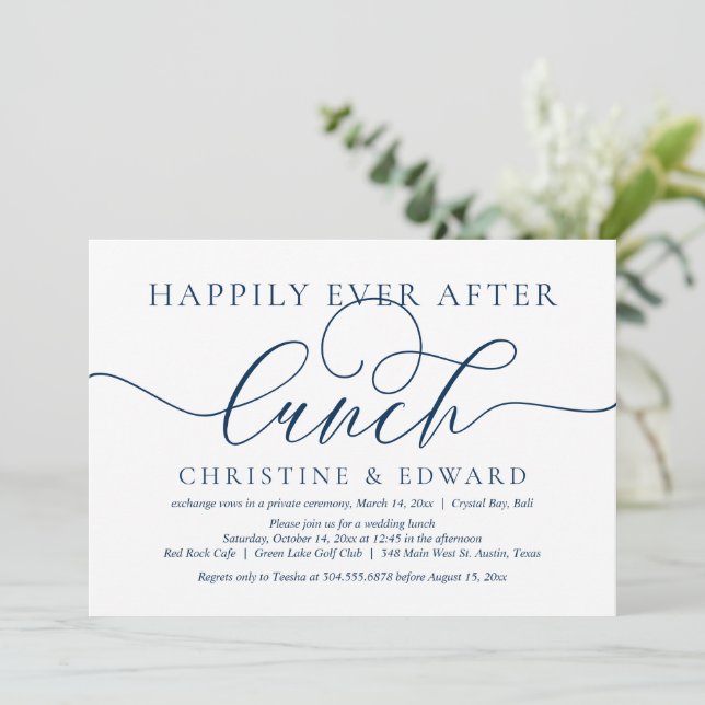 Wedding Elopement, Happily Ever After Lunch Invitation (Standing Front)