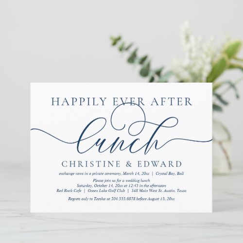 Wedding Elopement Happily Ever After Lunch Invitation