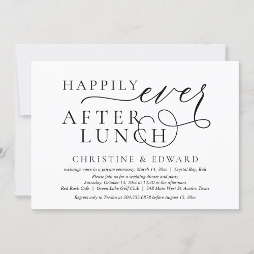 Wedding Elopement Happily Ever After Lunch Invitation