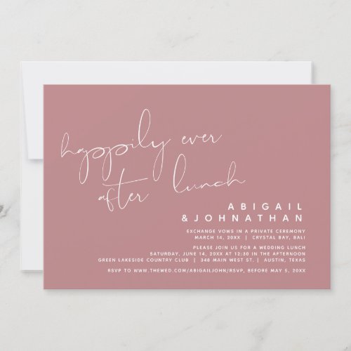 Wedding Elopement Happily Ever After Lunch Invitation