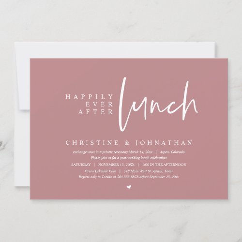 Wedding Elopement Happily Ever After Lunch Party Invitation