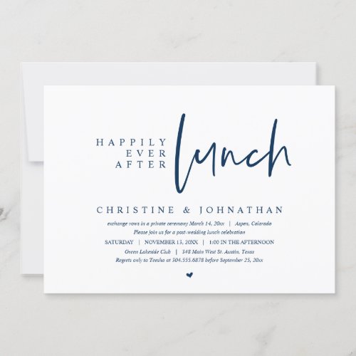 Wedding Elopement Happily Ever After Lunch Party Invitation