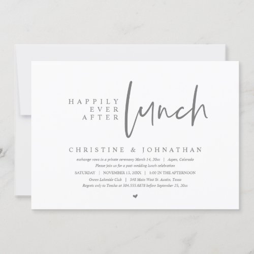 Wedding Elopement Happily Ever After Lunch Party Invitation