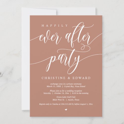 Wedding Elopement Happily Ever After PartyEarthy Invitation