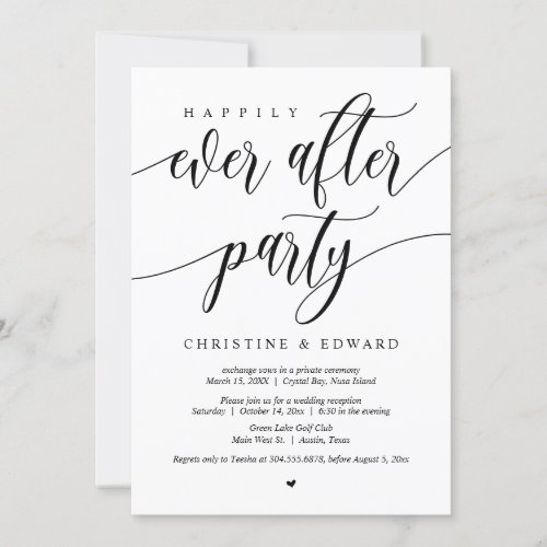 Wedding Elopement Happily Ever After Party Invita Invitation