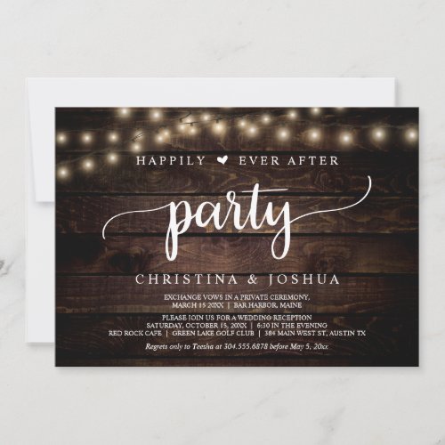 Wedding Elopement Happily Ever After Party Invita Invitation