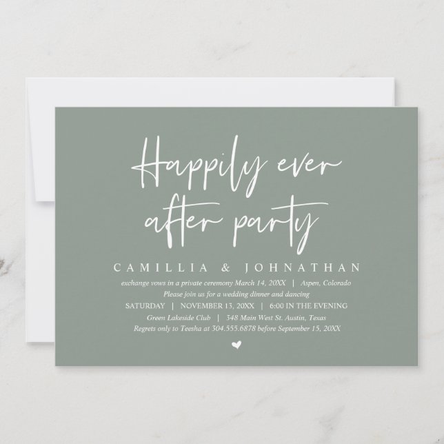 Wedding Elopement, Happily Ever After Party Invita Invitation (Front)