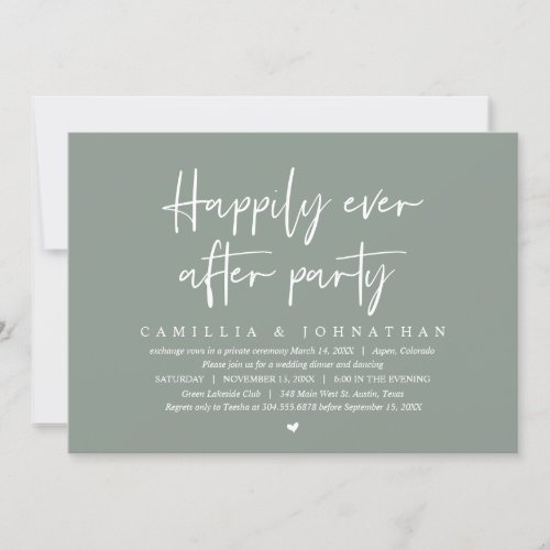 Wedding Elopement Happily Ever After Party Invita Invitation